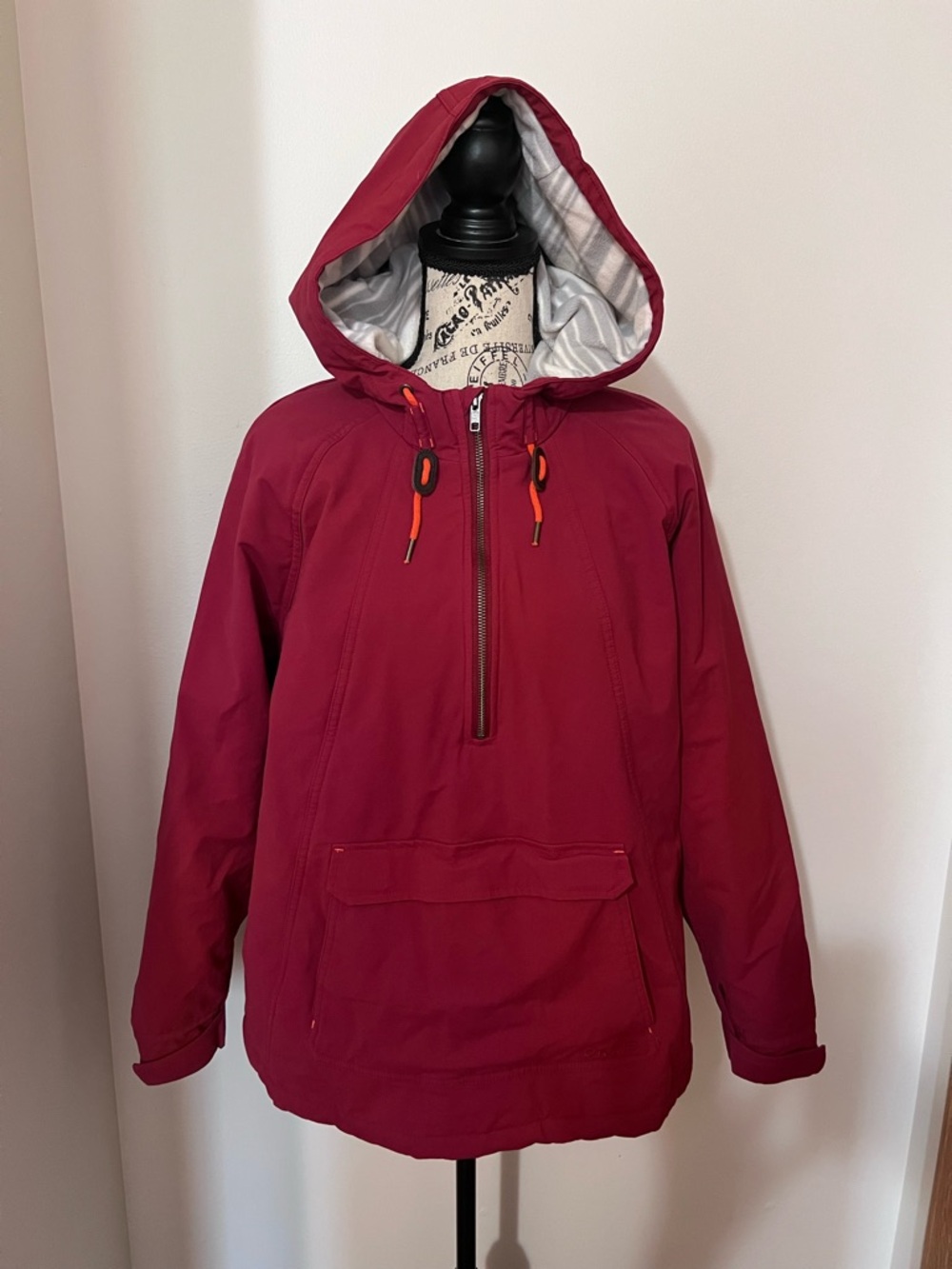 Orvis Men’s Fleece Lined Anorak Jacket Red/Burgundy Quarter-Zip Pullover XL
